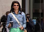 Gina Coladangelo, an aide to Britain's Health Secretary Matt Hancock, leaving the BBC in central London. Picture: Tolga Akmen/AFP via Getty Images