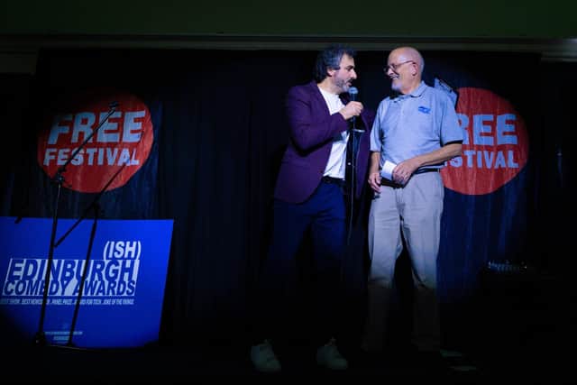 Nick Mellors from Takeover Radio 106.9FM with awards host Patrick Monaghan