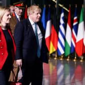 Boris Johnson with Liz Truss in March (Picture: Henry Nicholls /Getty)