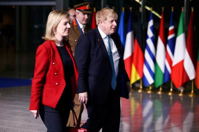 Boris Johnson with Liz Truss in March (Picture: Henry Nicholls /Getty)