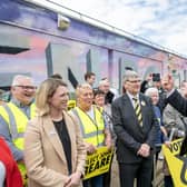 First Minister John Swinney campaigning with Education Secretary Jenny Gilruth and David Torrance MSP.