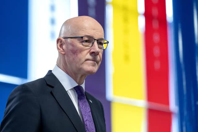 First Minister John Swinney during a visit to Springburn Academy in Glasgow. Picture: Jane Barlow/PA Wire