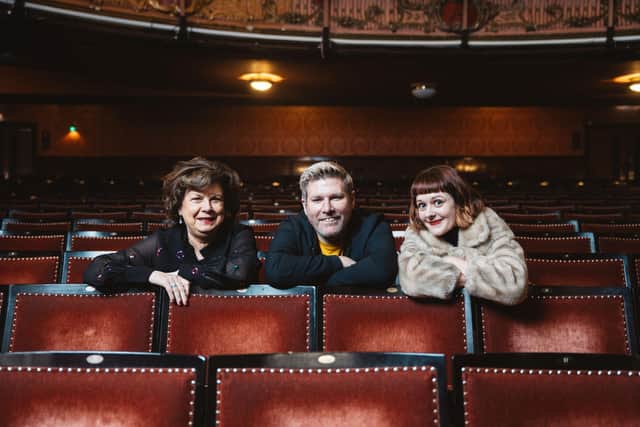 Elaine C Smith, Mark Nelson and Zara Gladman launched this year's Glasgow International Comedy Festival at the King's Theatre..
