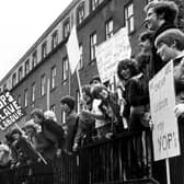 Young unemployed people demonstrate outside St Andrew’s House in Edinburgh about the Youth Opportunities Programme in June 1981 (Picture: Dennis Straughan)