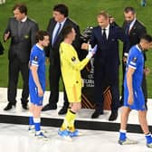 Rangers players collect their runners-up medals following their defeat to Eintracht Frankfurt in last season's Europa League final. (Photo by David Ramos/Getty Images)