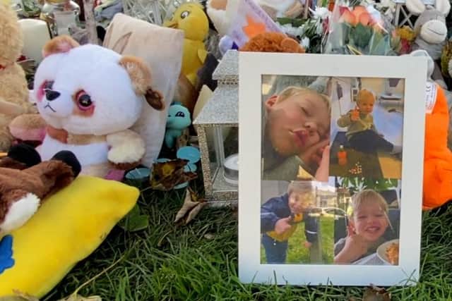 Tributes have been left round a tree in Muirhouse Place West. Pic: Lisa Ferguson