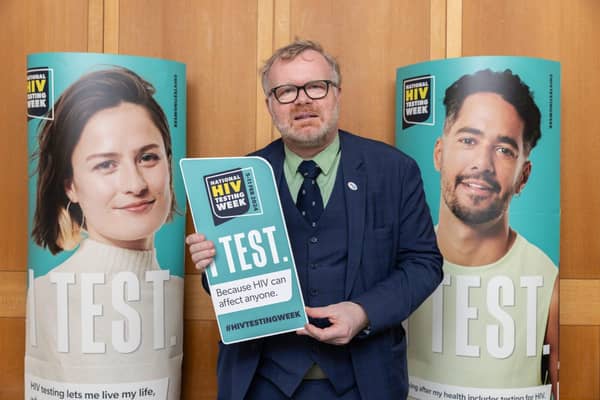 Martyn Day MP is pictured at the Terrence Higgins Trust event in Westminster