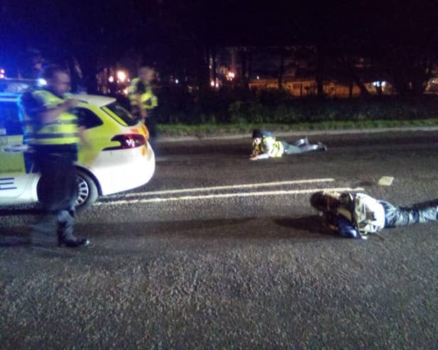 The scene of this morning's protest at Ineos (Pic: This Is Rigged)
