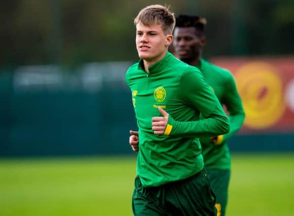 Celtic's Leo Hjelde during a during a training session at Lennoxtown  (Photo by Craig Williamson / SNS Group)