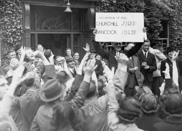 Winston Churchill was re-elected in his own seat of Woodford in Essex, but an independent polled 10,000 votes against him