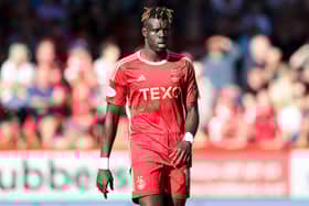Aberdeen's Pape Habib Gueye suffered alleged racial abuse during the draw against PAOK. (Photo by Ewan Bootman / SNS Group)