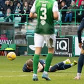 Hibs' Jake Doyle-Hayes strikes to make it 1-0 to Hibs.