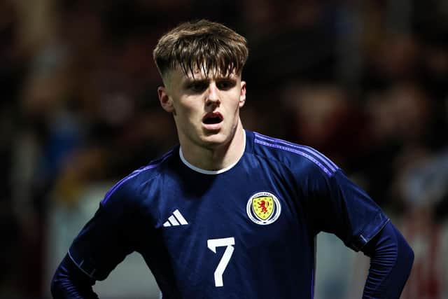 Ben Doak saw his penalty saved as Scotland Under 21s were held to a draw in Hungary. (Photo by Ross MacDonald / SNS Group)
