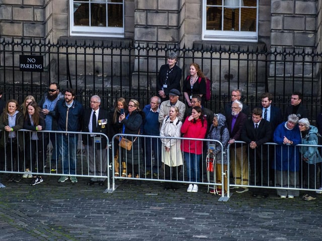 Members of the public waited outside to get in St Giles's to pay their respects