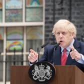 Prime Minister Boris Johnson makes a statement outside 10 Downing Street, London, as he resumes working after spending two weeks recovering from Covid-19.