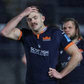 Frustration for Edinburgh stand-off Blair Kinghorn following the 16-10 defeat by Ulster at the DAM Health Stadium.  (Photo by Craig Williamson / SNS Group)