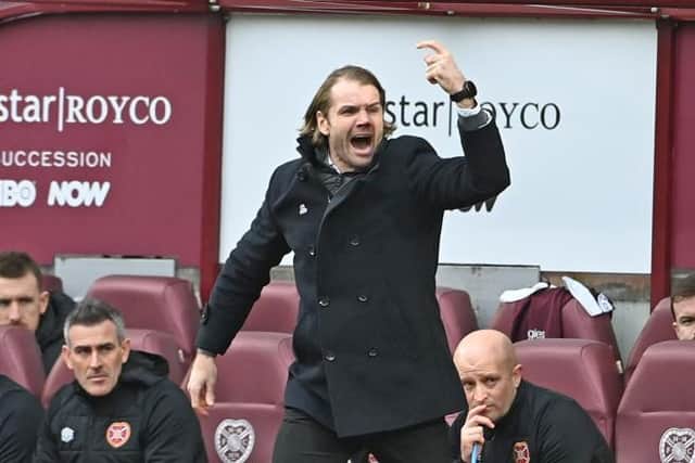 Hearts manager Robbie Neilson in animated mood as he watches his team during their 2-0 league defeat at home to Rangers. (Photo by Paul Devlin / SNS Group)