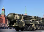 A Russian Topol-M intercontinental ballistic missile is paraded through Moscow's Red Square (Picture: Dmitry Kostyukov/AFP via Getty Images)