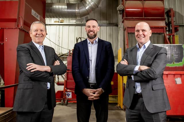 Gary McCulloch of Glenhaze with Michael McLaren and Donald McLaren of Port Glasgow-based McLaren Packaging.