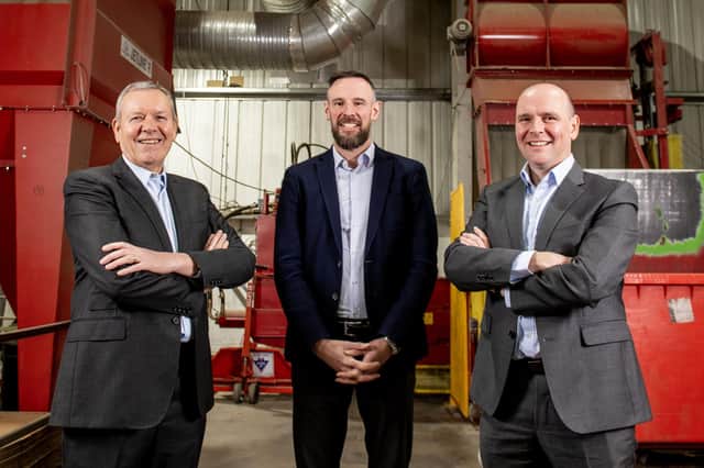 Gary McCulloch of Glenhaze with Michael McLaren and Donald McLaren of Port Glasgow-based McLaren Packaging.