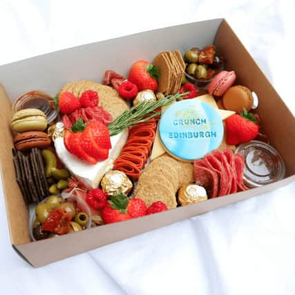 Crunch's platter boxes present a colourful, creative variety of sweet and savoury treats - available to order online for delivery to customers across Edinburgh