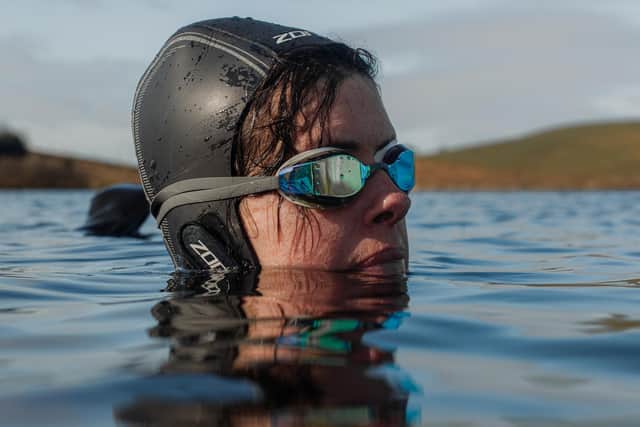 Caroline O'Donnell, 43, a mother of three from Glasgow, who said she has discovered that wild swimming in local lochs has helped her mental health.