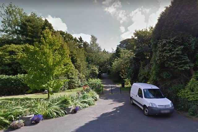 The entrance to Dawsholm Park, near Ilay Road in Glasgow.