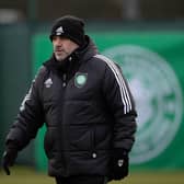 Ange Postecoglou takes Celtic training ahead of the Old Firm clash with Rangers. (Photo by Craig Williamson / SNS Group)