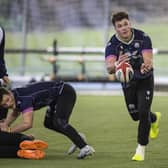Huw Jones during a Scotland training session ahead of the 2024 Guinness Six Nations.  (Photo by Craig Williamson / SNS Group)