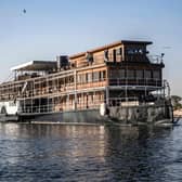 The steam ship "PS Sudan" cruising along the Nile river by Egypt's southern city of Aswan