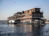 The steam ship "PS Sudan" cruising along the Nile river by Egypt's southern city of Aswan