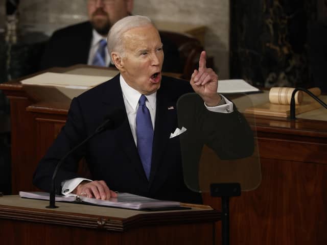 US President Joe Biden delivers the State of the Union address during a joint meeting of Congress in the House chamber at the US Capitol in Washington. Picture: Chip Somodevilla/Getty Images