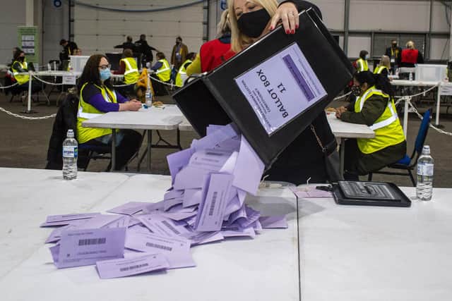 Day two of the count at the Royal Highland Centre in Ingliston. Picture: Lisa Ferguson