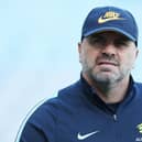 Australia Coach Ange Postecoglou looks on during an Australia Socceroos training session at ANZ Stadium ahead of their World Cup 2018 qualifying play-off  against Honduras on November 13, 2017 in Sydney, Australia.  (Photo by Mark Metcalfe/Getty Images)