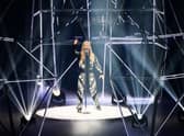 Singer Sam Ryder performs on behalf of The United Kingdom during the final of the Eurovision Song contest 2022 on May 14, 2022 at the Pala Alpitour venue in Turin. (Photo by Marco BERTORELLO / AFP) (Photo by MARCO BERTORELLO/AFP via Getty Images)