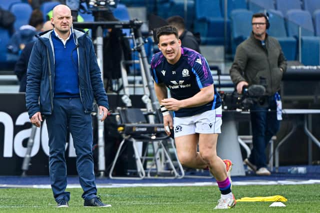 Scotland coach Gregor Townsend, left, has warned that Scotland will have to step up their game for Ireland.  (Photo by ALBERTO PIZZOLI/AFP via Getty Images)