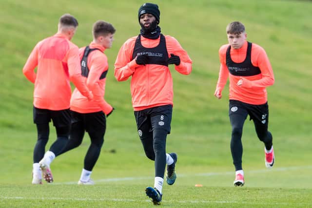 Beni Baningime is back in training for Hearts.