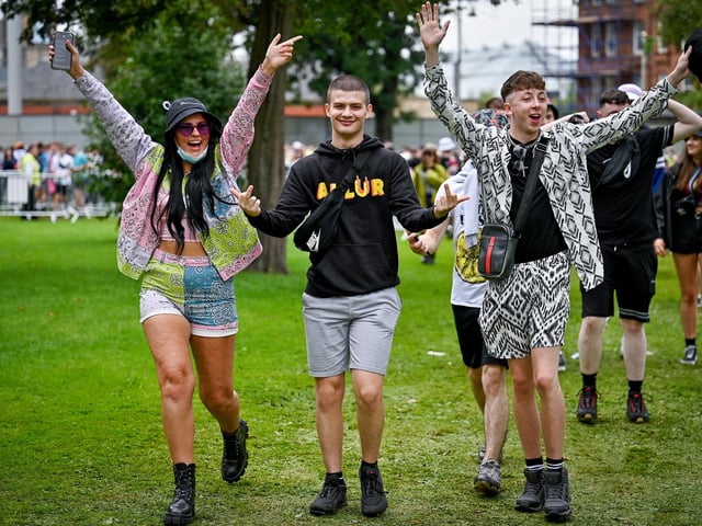 The first festival goers arrive at the first TRNSMT event in two years (Photo by Jeff J Mitchell/Getty Images)