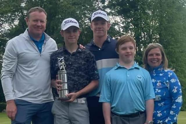 Stuart Graham and wife June flank their sons Connor, Gregor and Archie after Connor's win in last year's Scottish Men's Open at Meldrum House.