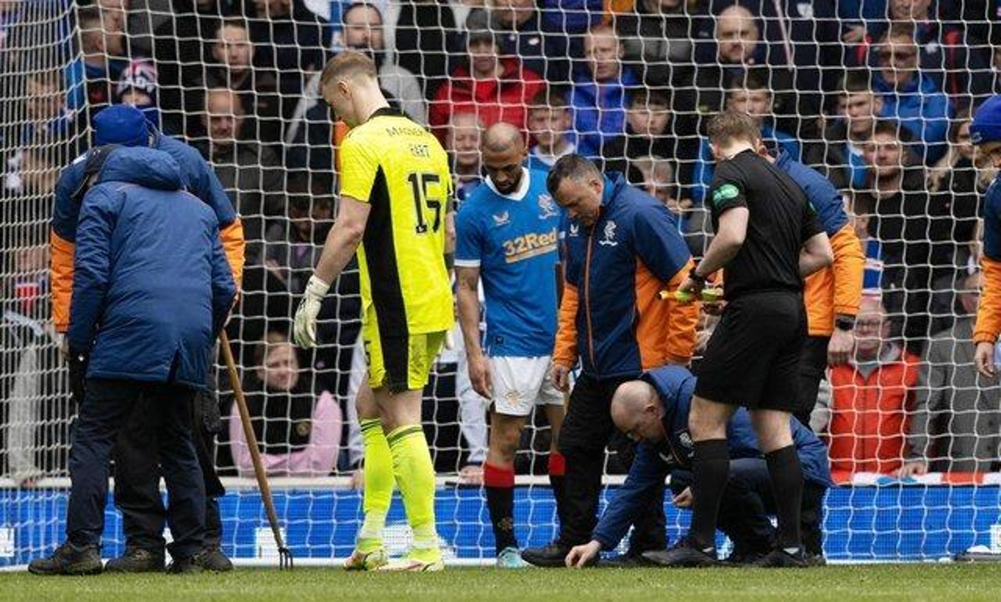 Man in court after Celtic physio was hit by a bottle during Ibrox Old Firm derby clash