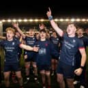 Merchiston Castle celebrate winning the U18 Schools Cup Final against Edinburgh Academy at BT Murrayfield. (Photo by Paul Devlin / SNS Group)