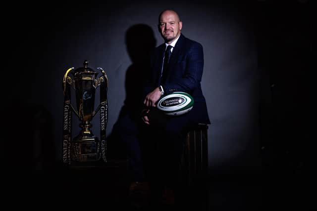 Scotland head coach, Gregor Townsend with the Guinness Six Nations trophy at the launch of the 2024 championship at the Guinness Storehouse in Dublin.  (Picture: ©INPHO/Dan Sheridan)