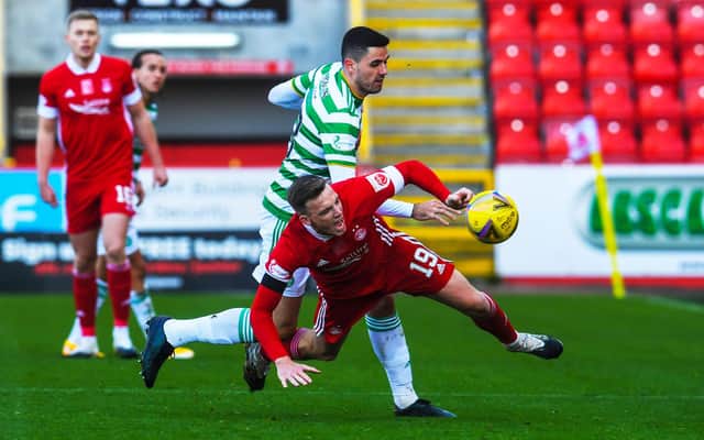 The performance of Tom Rogic, seen here challenging Aberdeen's Lewis Ferguson, in his first start since March was a positive seized on by Neil Lennon following the damaging 3-3 draw at Pittodrie (Photo by Craig Foy / SNS Group)