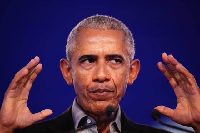 How big was the queue? Barack Obama was a major draw at COP26.
(Photo by Christopher Furlong/Getty Images)