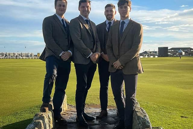 The businessman with Gent Security colleagues at the Swilken Bridge. Picture: contributed.