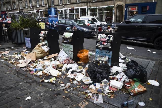 Piles of rubbish lined the streets in Edinburgh during prolonged industrial action in 2022. Picture: Lisa Ferguson