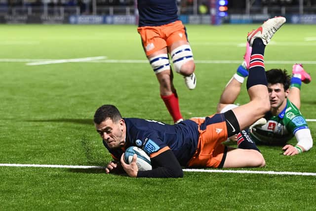 Edinburgh scored four tries in the 24-10 win over Benetton but Mike Blair felt they could have entertained the fans more. Emiliano Boffelli, pictured, got the second try. (Photo by Paul Devlin / SNS Group)