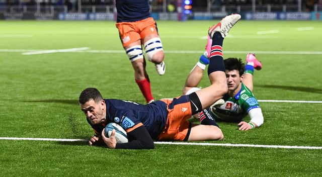 Edinburgh scored four tries in the 24-10 win over Benetton but Mike Blair felt they could have entertained the fans more. Emiliano Boffelli, pictured, got the second try. (Photo by Paul Devlin / SNS Group)