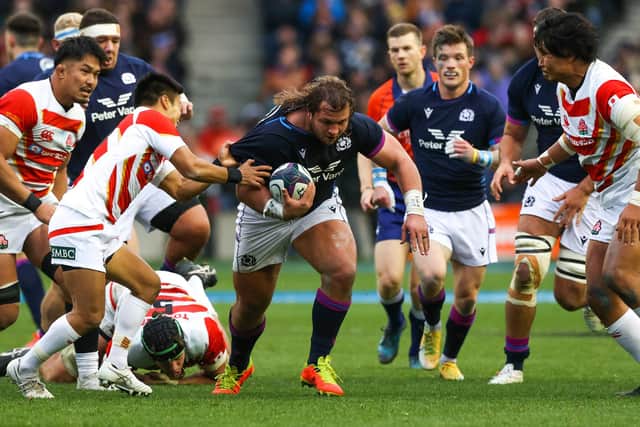 Pierre Schoeman in action for Scotland against Japan at BT Murrayfield. (Photo by Craig Williamson / SNS Group)