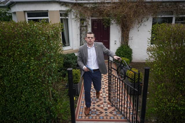 Scottish Conservatives leader Douglas Ross out canvassing event in Edinburgh ahead of the local elections last year (Picture: Peter Summers/Getty Images)